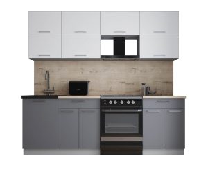 ГОТОВАЯ КУХНЯ ГЛОСС 60-23 (БЕЛЫЙ СОФТ/ СЕРЫЙ СОФТ)