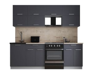 ГОТОВАЯ КУХНЯ ГЛОСС 60-23 (ГРАФИТ СОФТ/ ГРАФИТ СОФТ)