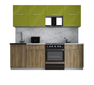 ГОТОВАЯ КУХНЯ ГЛОСС 60-23 (ЯБЛОКО ГЛЯНЕЦ/ ДУБ ВОТАН)