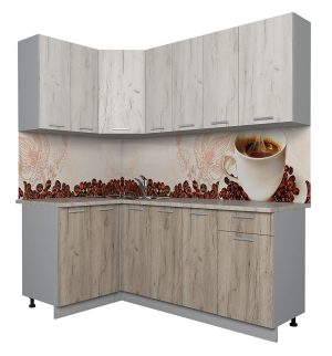 ГОТОВАЯ КУХНЯ ЛАЙТ 1,2X1,9 (ДУБ БЕЛЫЙ/ ДУБ СЕРЫЙ)