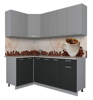 ГОТОВАЯ КУХНЯ ЛАЙТ 1,2X1,9 (СЕРЕБРО/ АНТРАЦИТ)