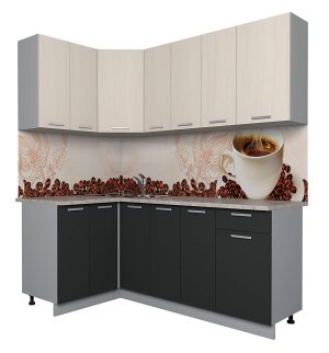 ГОТОВАЯ КУХНЯ ЛАЙТ 1,2X1,9 (ВУДЛАЙН КРЕМОВЫЙ/ АНТРАЦИТ)