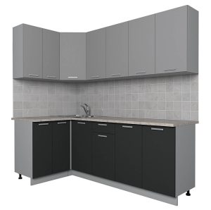 ГОТОВАЯ КУХНЯ ЛАЙТ 1,2X2,2 (СЕРЕБРО/ АНТРАЦИТ)