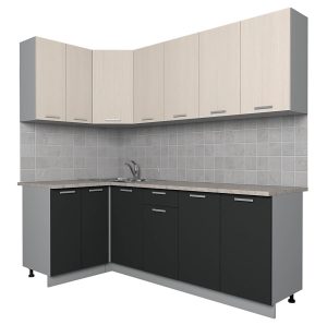 ГОТОВАЯ КУХНЯ ЛАЙТ 1,2X2,2 (ВУДЛАЙН КРЕМОВЫЙ/ АНТРАЦИТ)