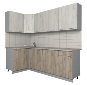 ГОТОВАЯ КУХНЯ ЛАЙТ 1,2X2,3 (ДУБ БЕЛЫЙ/ ДУБ СЕРЫЙ)