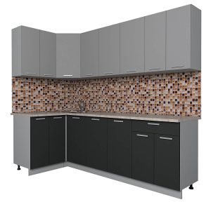 ГОТОВАЯ КУХНЯ ЛАЙТ 1,2X2,4 (СЕРЕБРО/ АНТРАЦИТ)