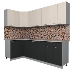 ГОТОВАЯ КУХНЯ ЛАЙТ 1,2X2,4 (ВУДЛАЙН КРЕМОВЫЙ/ АНТРАЦИТ)