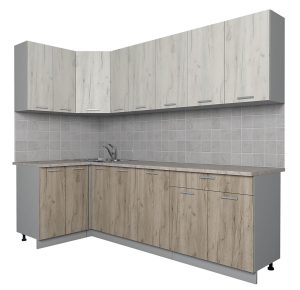 ГОТОВАЯ КУХНЯ ЛАЙТ 1,2X2,5 (ДУБ БЕЛЫЙ/ ДУБ СЕРЫЙ)