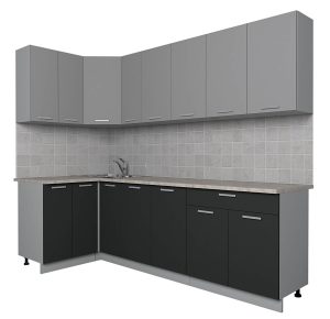 ГОТОВАЯ КУХНЯ ЛАЙТ 1,2X2,5 (СЕРЕБРО/ АНТРАЦИТ)