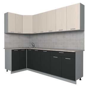 ГОТОВАЯ КУХНЯ ЛАЙТ 1,2X2,5 (ВУДЛАЙН КРЕМОВЫЙ/ АНТРАЦИТ)