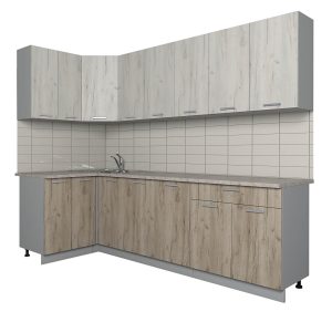 ГОТОВАЯ КУХНЯ ЛАЙТ 1,2X2,6 (ДУБ БЕЛЫЙ/ ДУБ СЕРЫЙ)