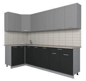 ГОТОВАЯ КУХНЯ ЛАЙТ 1,2X2,6 (СЕРЕБРО/ АНТРАЦИТ)