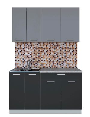 ГОТОВАЯ КУХНЯ ЛАЙТ 1,4-60 (СЕРЕБРО/ АНТРАЦИТ)