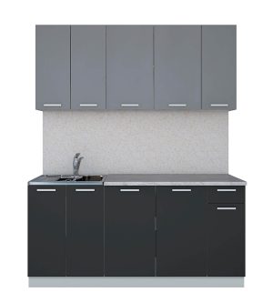 ГОТОВАЯ КУХНЯ ЛАЙТ 1,7-60 (СЕРЕБРО/ АНТРАЦИТ)