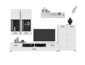 НАБОР МЕБЕЛИ ДЛЯ ГОСТИНОЙ NEO-1 (БЕЛАЯ ШАГРЕНЬ/ БЕЛЫЙ) Ш3340 В1780 Г438 БЕЗ ПОДСВЕТКИ