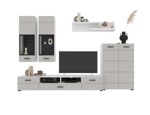 НАБОР МЕБЕЛИ ДЛЯ ГОСТИНОЙ NEO-1 (ПЕПЕЛ СОФТ/ БЕЛЫЙ) Ш3340 В1780 Г438БЕЗ ПОДСВЕТКИ