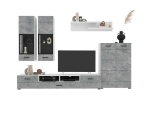 НАБОР МЕБЕЛИ ДЛЯ ГОСТИНОЙ NEO-1 (КЕРАМИКА/ БЕЛЫЙ) Ш3340 В1780 Г438 БЕЗ ПОДСВЕТКИ