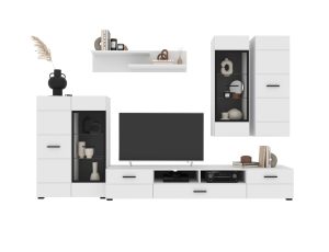 НАБОР МЕБЕЛИ ДЛЯ ГОСТИНОЙ NEO-2 (БЕЛАЯ ШАГРЕНЬ/ БЕЛЫЙ) Ш3340 В1780 Г438 БЕЗ ПОДСВЕТКИ