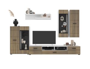 НАБОР МЕБЕЛИ ДЛЯ ГОСТИНОЙ NEO-2 (ДУБ ВОТАН/ БЕЛЫЙ) Ш3340 В1780 Г438 БЕЗ ПОДСВЕТКИ