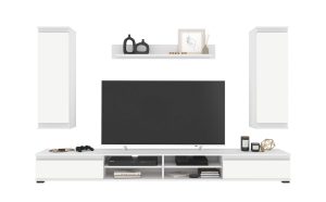 НАБОР МЕБЕЛИ ДЛЯ ГОСТИНОЙ NEO-3 (БЕЛАЯ ШАГРЕНЬ/ БЕЛЫЙ) Ш2200 В1770 Г370 БЕЗ ПОДСВЕТКИ