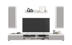 НАБОР МЕБЕЛИ ДЛЯ ГОСТИНОЙ NEO-3 (ПЕПЕЛ СОФТ/ БЕЛЫЙ) Ш2200 В1770 Г370 БЕЗ ПОДСВЕТКИ