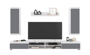 НАБОР МЕБЕЛИ ДЛЯ ГОСТИНОЙ NEO-3 (СЕРЫЙ СОФТ/ БЕЛЫЙ) Ш2200 В1770 Г370 БЕЗ ПОДСВЕТКИ