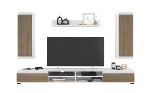 НАБОР МЕБЕЛИ ДЛЯ ГОСТИНОЙ NEO-3 (ДУБ ВОТАН/ БЕЛЫЙ) Ш2200 В1770 Г370 БЕЗ ПОДСВЕТКИ