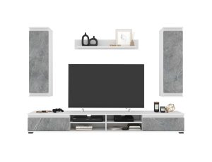 НАБОР МЕБЕЛИ ДЛЯ ГОСТИНОЙ NEO-3 (КЕРАМИКА/ БЕЛЫЙ) Ш2200 В1770 Г370 БЕЗ ПОДСВЕТКИ