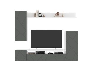 НАБОР МЕБЕЛИ ДЛЯ ГОСТИНОЙ NEO-5 (СЕРЫЙ СОФТ/ БЕЛЫЙ) Ш2130 В1700 Г330 БЕЗ ПОДСВЕТКИ