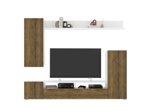 НАБОР МЕБЕЛИ ДЛЯ ГОСТИНОЙ NEO-5 (ДУБ ВОТАН/ БЕЛЫЙ) Ш2130 В1700 Г330 БЕЗ ПОДСВЕТКИ