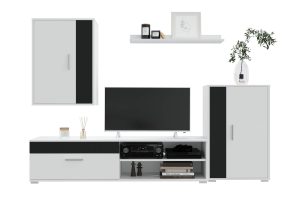 НАБОР МЕБЕЛИ ДЛЯ ГОСТИНОЙ NEO-4 (БЕЛЫЙ ПЛАТИНУМ/ ЧЕРНЫЙ) Ш1900 В1200 Г350
