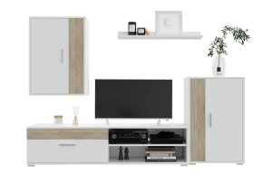 НАБОР МЕБЕЛИ ДЛЯ ГОСТИНОЙ NEO-4 (БЕЛЫЙ ПЛАТИНУМ/ ДУБ СОНОМА) Ш1900 В1200 Г350