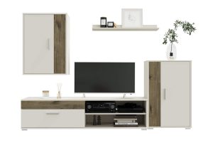 НАБОР МЕБЕЛИ ДЛЯ ГОСТИНОЙ NEO-4 (ПЕРСИДСКИЙ ЖЕМЧУГ/ ДУБ ВЕЛЛИНГТОН) Ш1900 В1200 Г350