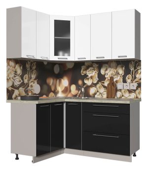 ГОТОВАЯ КУХНЯ ПЛАСТИК 1,2Х1,7 (БЕЛЫЙ/ ЧЕРНЫЙ)