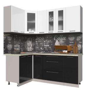 ГОТОВАЯ КУХНЯ ПЛАСТИК 1,2Х1,9 (БЕЛЫЙ/ ЧЕРНЫЙ)