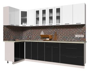 ГОТОВАЯ КУХНЯ ПЛАСТИК 1,2Х2,9 (БЕЛЫЙ/ ЧЕРНЫЙ)