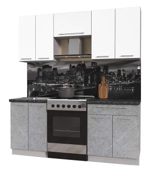 ГОТОВАЯ КУХНЯ ПЛАСТИК 1,9А (БЕЛЫЙ ГЛЯНЕЦ/ МРАМОР)