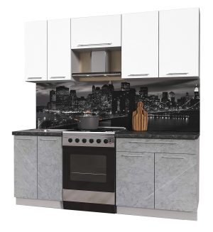 ГОТОВАЯ КУХНЯ ПЛАСТИК 2,0А (БЕЛЫЙ ГЛЯНЕЦ/ МРАМОР)