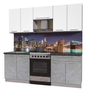 ГОТОВАЯ КУХНЯ ПЛАСТИК 2,2А (БЕЛЫЙ ГЛЯНЕЦ/ МРАМОР)