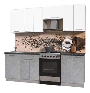 ГОТОВАЯ КУХНЯ ПЛАСТИК 2,3А (БЕЛЫЙ ГЛЯНЕЦ/ МРАМОР)