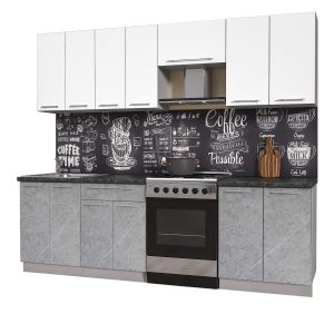 ГОТОВАЯ КУХНЯ ПЛАСТИК 2,5А (БЕЛЫЙ ГЛЯНЕЦ/ МРАМОР)