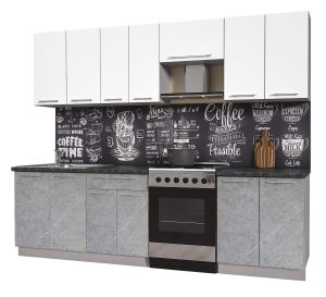 ГОТОВАЯ КУХНЯ ПЛАСТИК 2,6А (БЕЛЫЙ ГЛЯНЕЦ/ МРАМОР)