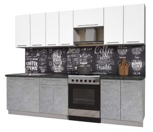 ГОТОВАЯ КУХНЯ ПЛАСТИК 2,7А (БЕЛЫЙ ГЛЯНЕЦ/ МРАМОР)