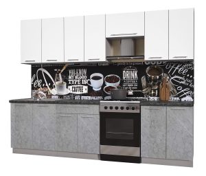 ГОТОВАЯ КУХНЯ ПЛАСТИК 2,8А (БЕЛЫЙ ГЛЯНЕЦ/ МРАМОР)