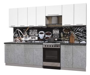 ГОТОВАЯ КУХНЯ ПЛАСТИК 2,9А (БЕЛЫЙ ГЛЯНЕЦ/ МРАМОР)