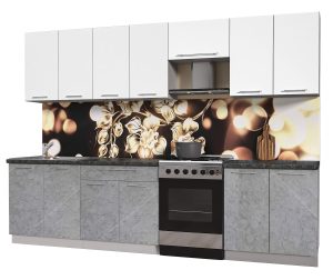 ГОТОВАЯ КУХНЯ ПЛАСТИК 3,0А (БЕЛЫЙ ГЛЯНЕЦ/ МРАМОР)