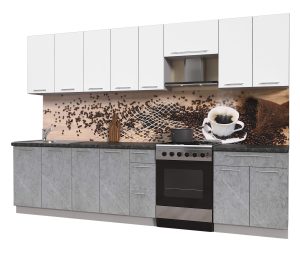 ГОТОВАЯ КУХНЯ ПЛАСТИК 3,1А (БЕЛЫЙ ГЛЯНЕЦ/ МРАМОР)