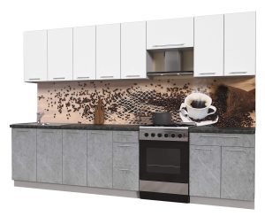 ГОТОВАЯ КУХНЯ ПЛАСТИК 3,2А (БЕЛЫЙ ГЛЯНЕЦ/ МРАМОР)