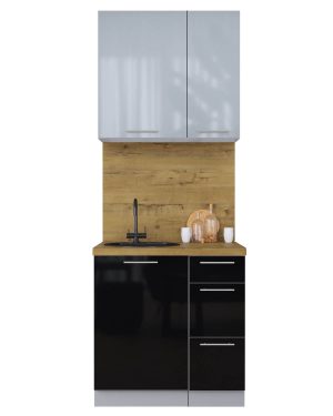 ГОТОВАЯ КУХНЯ ПЛАСТИК 0,8А (ТУМАННЫЙ ГЛЯНЕЦ/ ЧЕРНЫЙ ГЛЯНЕЦ)