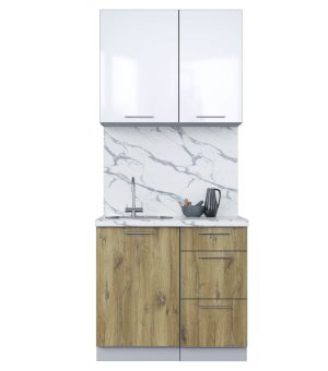 ГОТОВАЯ КУХНЯ ПЛАСТИК 0,9А (БЕЛЫЙ ГЛЯНЕЦ/ ДУБ ЭПОКСИД)